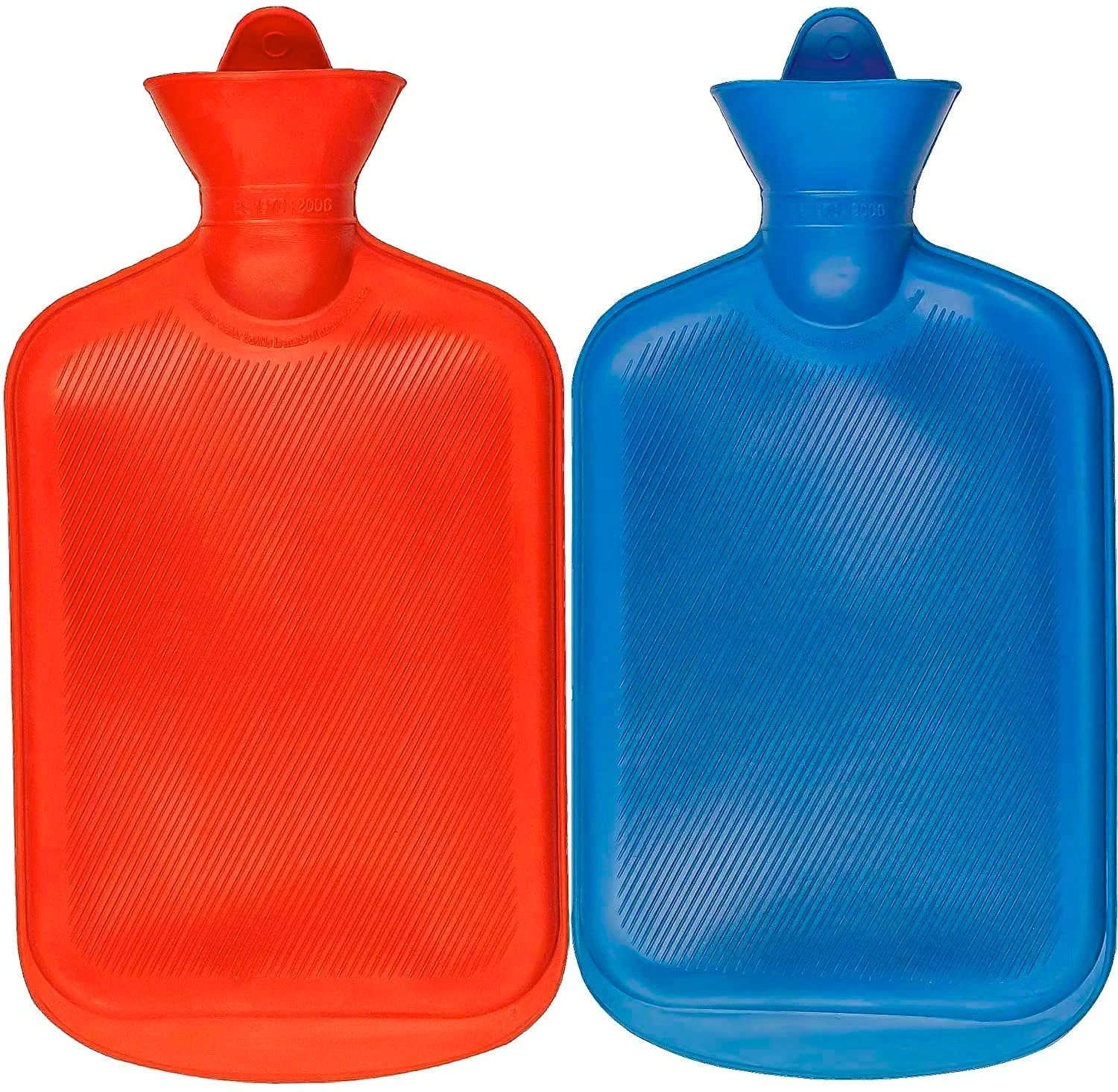 2 Hot Water Bottles, Natural Rubber Bottles -BPA Free- Durable Hot Water Bag for Hot Compress and Heat Therapy, Pain Relief Heating Pad, Random Colors