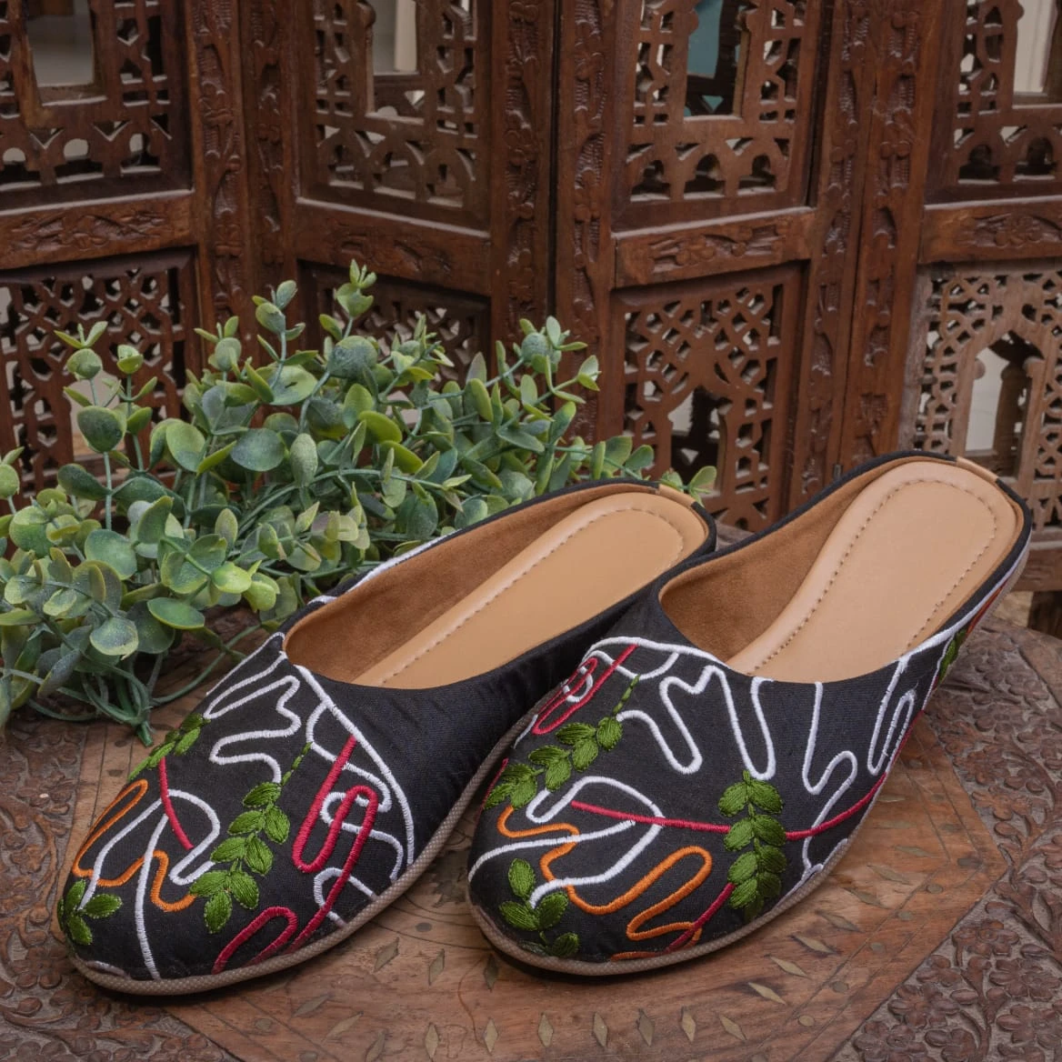 Black Denim Mojdi | Traditional Ethnic Footwear for Men & Women | Stylish & Comfortable Party Jutti