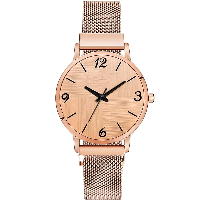 Magnetic Rosegold Blue Black Pink Brown White Purple Grey Dial Analog Watch with Gift Bracelet for Women & Girls