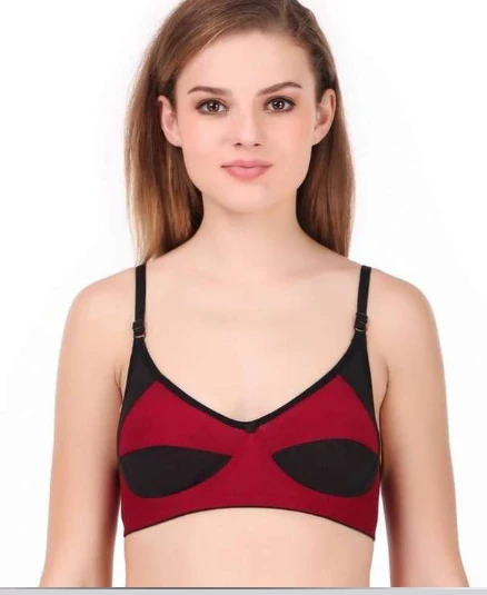 Women's Everyday Solid Wire Free Adjustable Stretch Cotton Bra for Women Size 32B