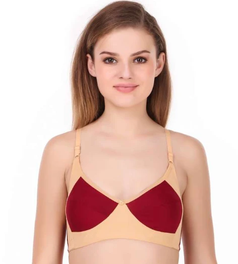 Diamond Fabric Women's Everyday Solid Wire Free Adjustable Stretch Cotton Bra for Women Size 32B