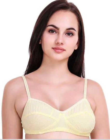 Sajni Women's Cotton Spandex Solid Non-Padded Full Cup Wire Free Everyday Bra - Beige