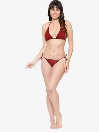 Women Cotton Satin Bikini Lingerie Set | Bra and Panty Set | Soft, Comfortable & Stylish Women’s Innerwear Maroon Size 30
