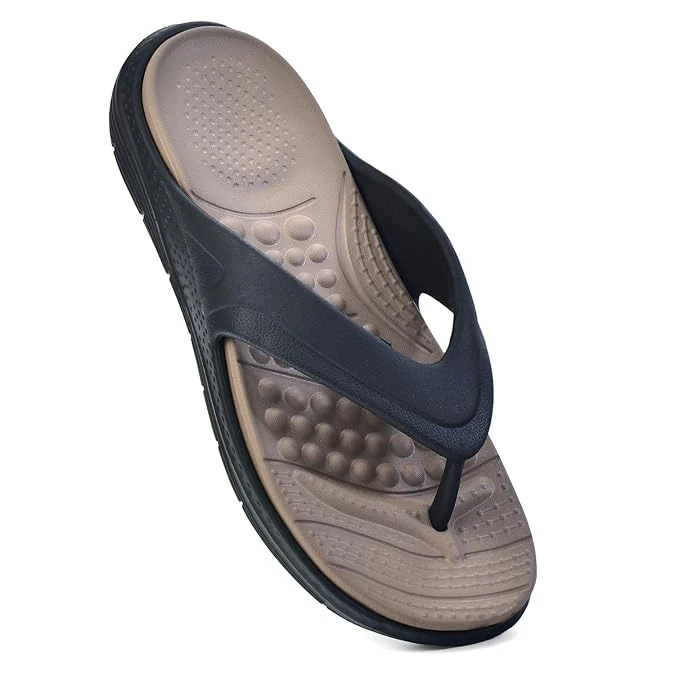 Flip Flops for Men | Orthopedic Slippers with Relieving Acupressure Points | Superior Cushioning & Dual-Tone Design | Lightweight & Waterproof Size 7