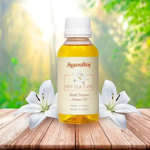 Sugandhim Multipurpose Aroma Oil Hot Culture, 1 x 100ml, Natural Oil, Floor Cleaner, For Diffusers, Musky, Fruity, Powdery, Leather, Spicy, Dropper Bottle, Chemical Free, Non Toxic,