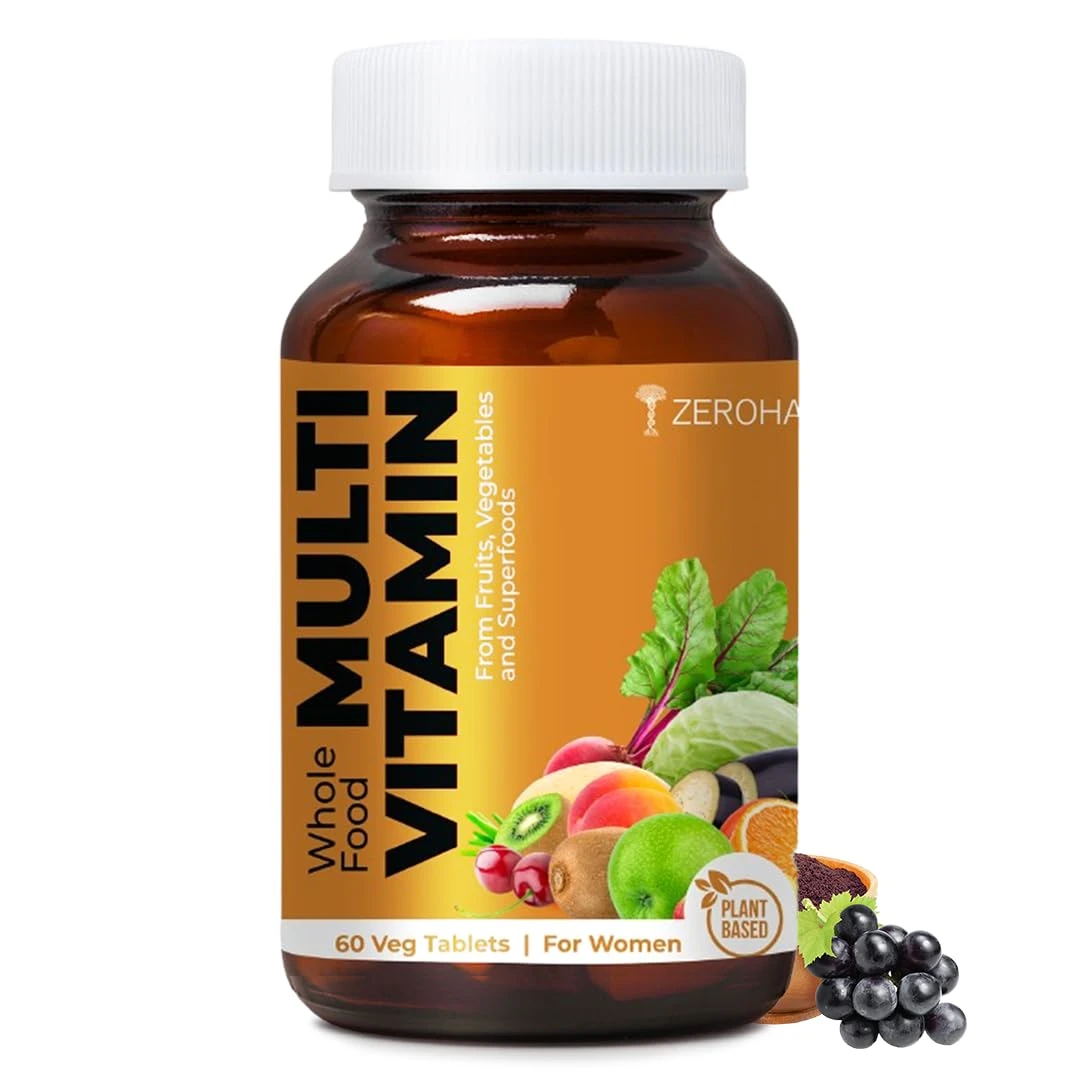 Whole Food Multivitamin for Women - With Omega DHA, Essential Vitamins & Minerals - Vitamin C, B, D, A, Biotin, Iron, Zinc, Selenium - Energy, Immunity & Hair Skin Health - 60 Veg Tablets
