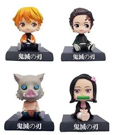 Demon Slayer Bobblehead Action Figure - Pvc, 10 X 7.5 X 12 Cm, Multicolour | Durable Vinyl Material, Multi-function Mobile Phone Stand, Perfect For Decoration And Car Dashboard