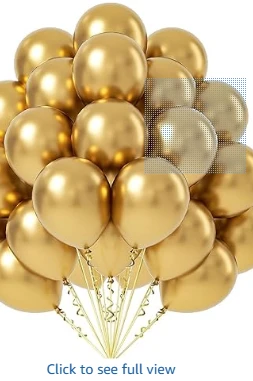 Flyloons 25 pcs Golden Metallic Chrome Balloons for Birthday Decoration items celebration Anniversary Girls Boys Men Women
