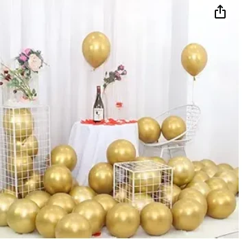 Flyloons 25 pcs Golden Metallic Chrome Balloons for Birthday Decoration items celebration Anniversary Girls Boys Men Women