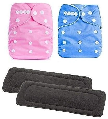 cloth diapers for babies | baby cloth diapers | washable, reusable diaper for new born baby, 0 to 3 years | Pack of 2 cloth diaper with pack of 2 Inserts Pads