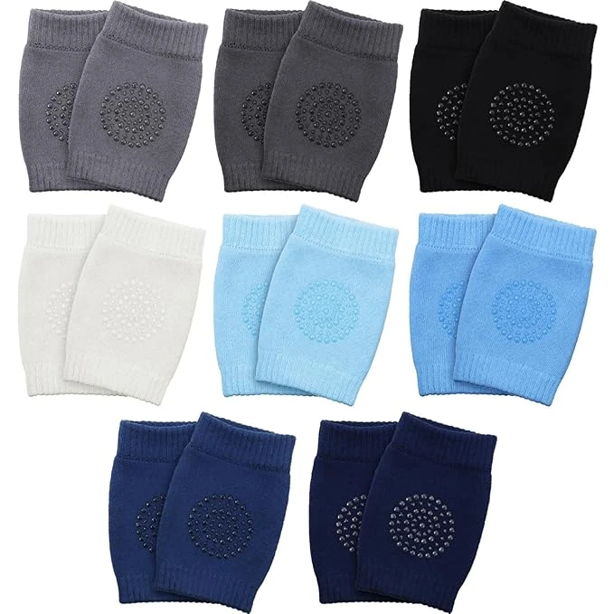 8 Pairs Unisex Baby Crawling Anti-Slip Knee Pads Toddler Knee Protectors Learn to Crawl Socks Leg Warmers