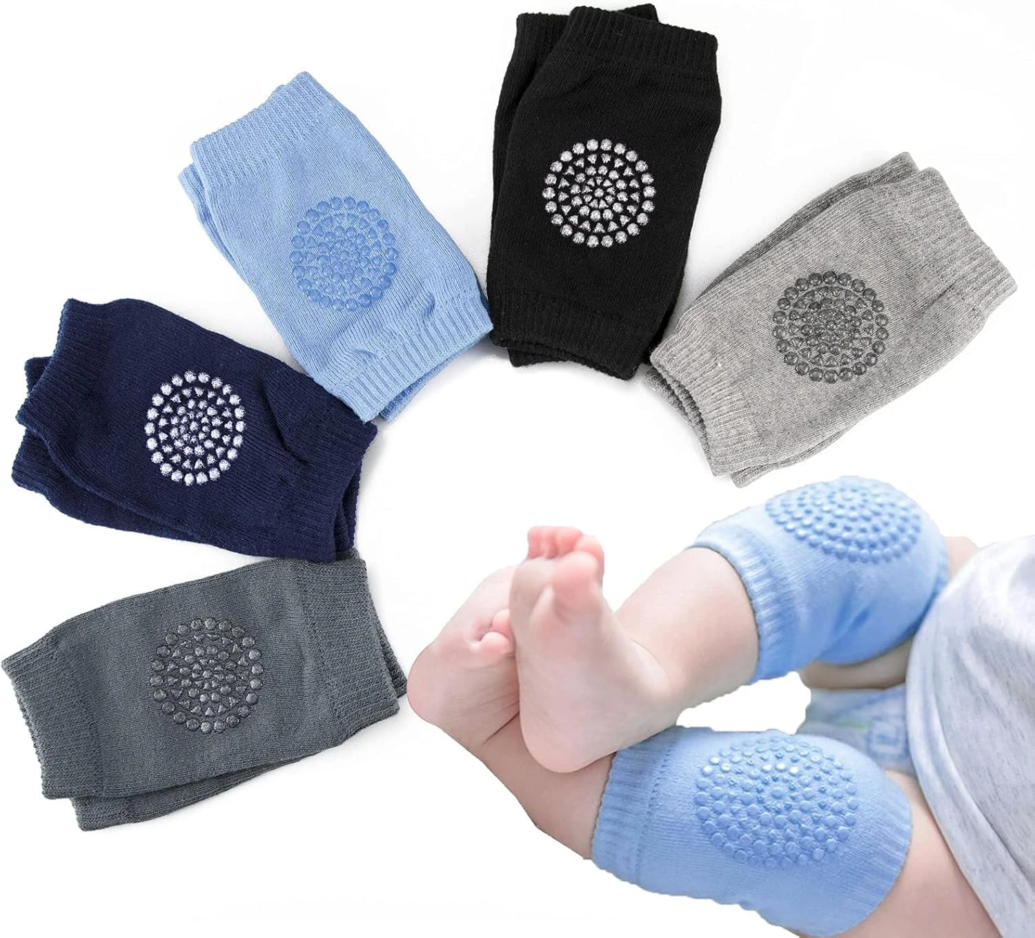 Baby Knee Pads for Crawling, Soft Breathable Cushion Elbow & Knee Cap for Baby | Support for Infants and Toddlers, Flexible Multicolor Crawling Pads for Daily Movement Pack of 5