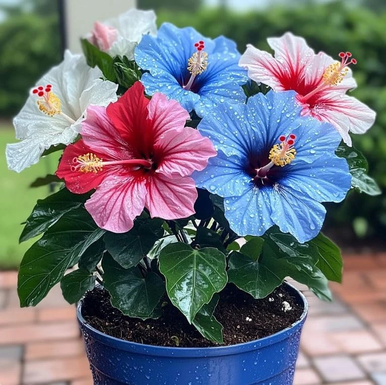 Multi colour Hibiscus healthy live plant plant size 2-3 feet, fast growing,and flower after 20-30 days