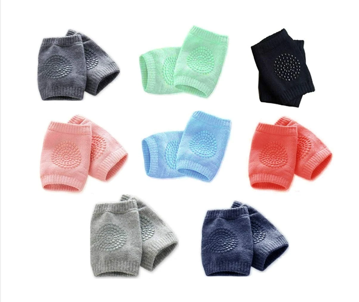 Knee Pads for Crawling Babies, Anti Slip Elbow & Knee Guard for Toddler/Infant Upto 2 Years Age-Soft Fabric & Comfortable-Set of 8 Pairs