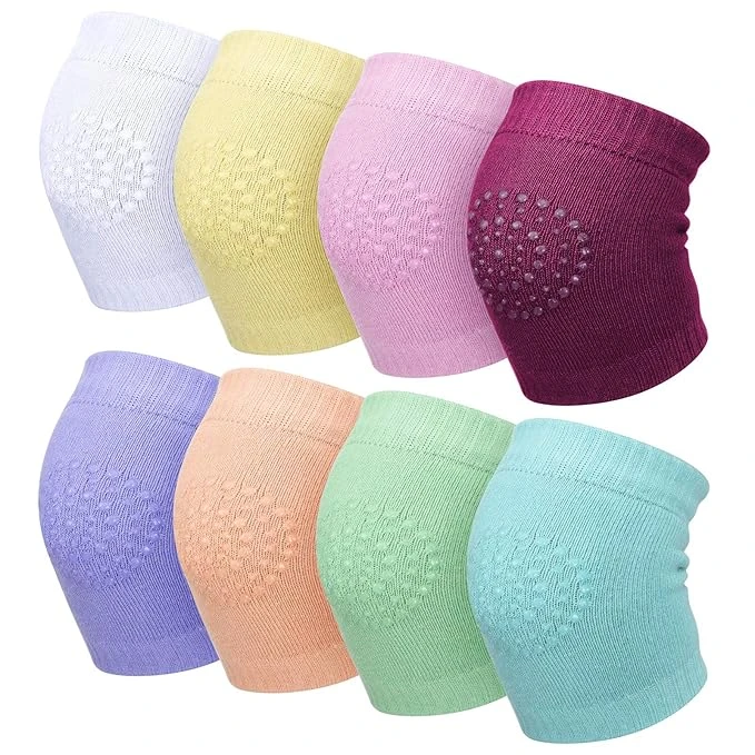 Pack of 8 Pairs Unisex Baby Crawling Anti-Slip Knee Pads Toddler Knee Protectors Learn to Crawl Socks Leg Warmers