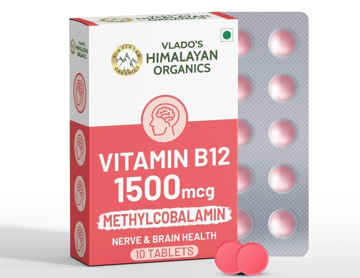 Methylcobalamin Vitamin B12 1500mcg Supplement for Men & Women -10 Tablets (1 Strip)